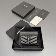 Saint Laurent YSL 생로랑 마틀라세 램스킨 카드 홀더 (올 블랙) 지갑