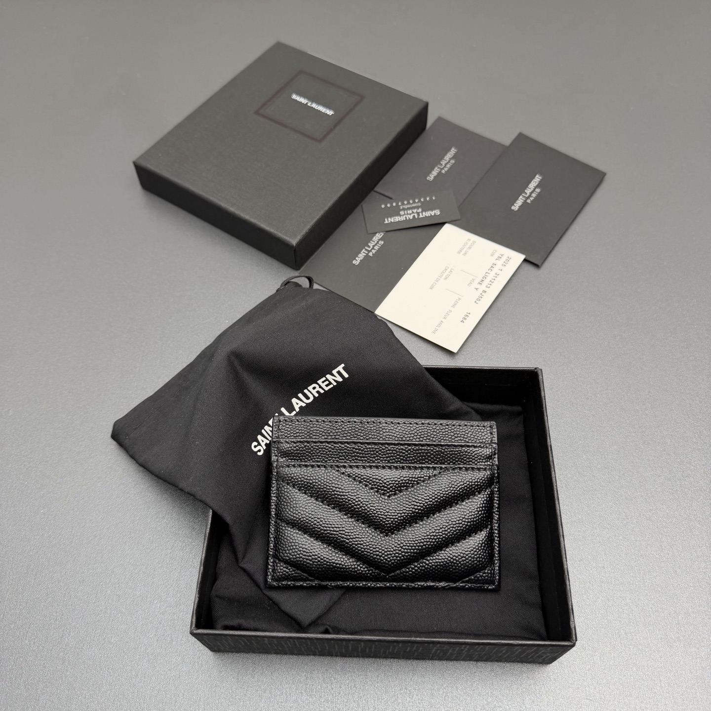 Saint Laurent YSL 생로랑 마틀라세 그레인 레더 카드 홀더 지갑