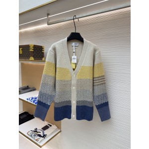 톰 브라운(Thom Browne) 컬러 블록 울 V넥 가디건 의류