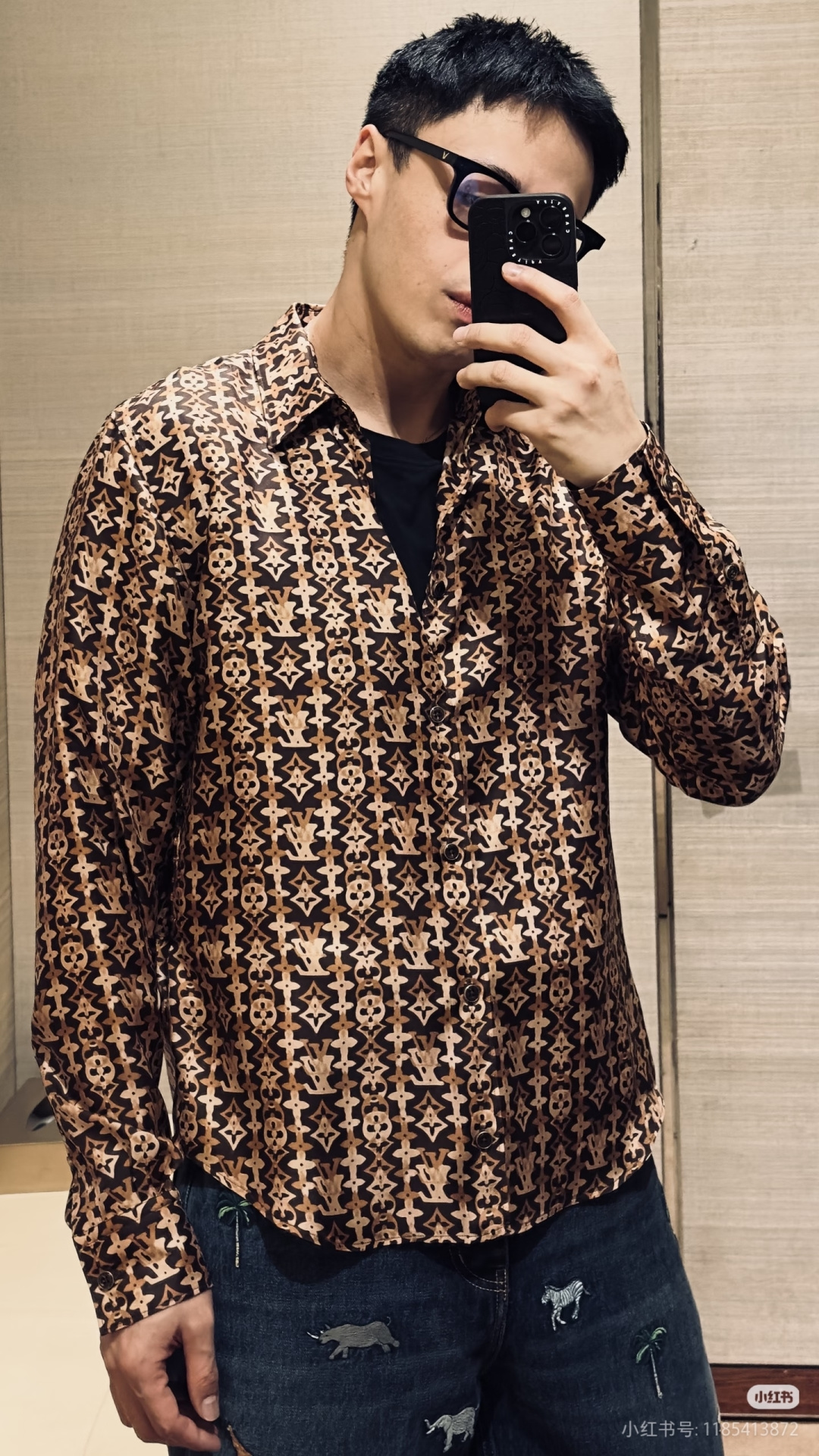 루이비통(LV) 오버랩 패턴 프린트 장소매 셔츠 의류