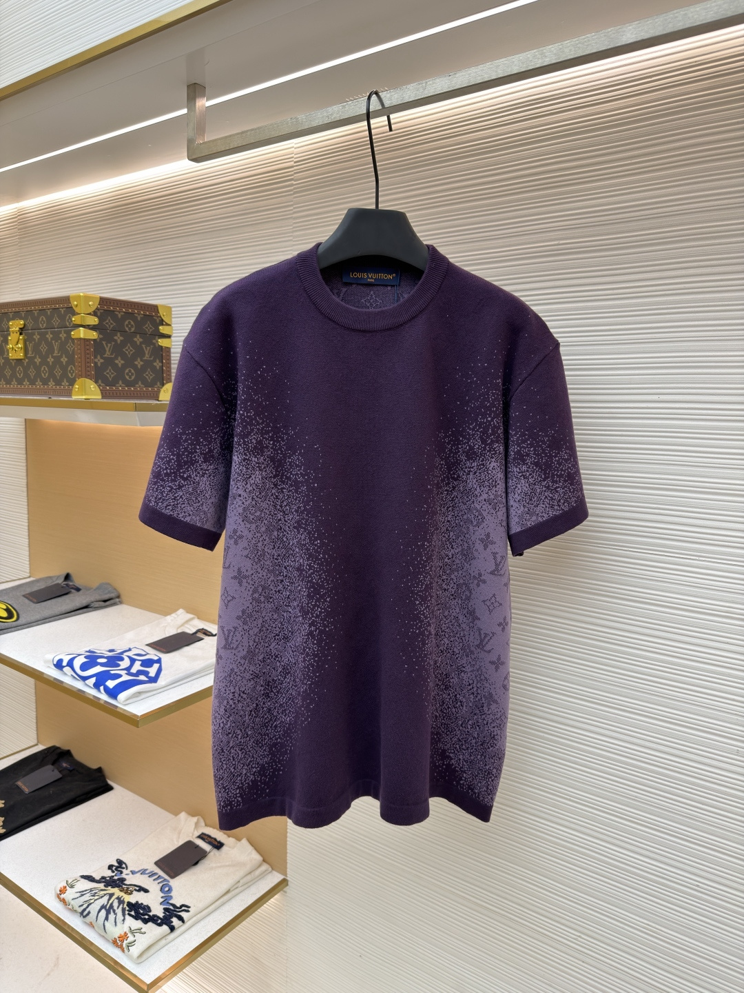 루이비통(LV) 레터 자카드 그라데이션 니트 반소매 의류