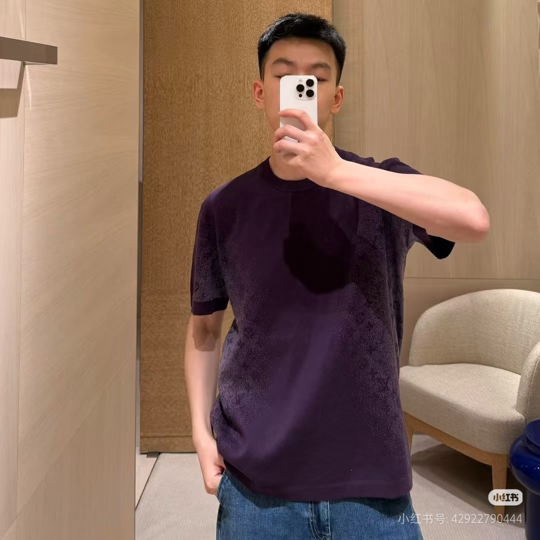 루이비통(LV) 레터 자카드 그라데이션 니트 반소매 의류