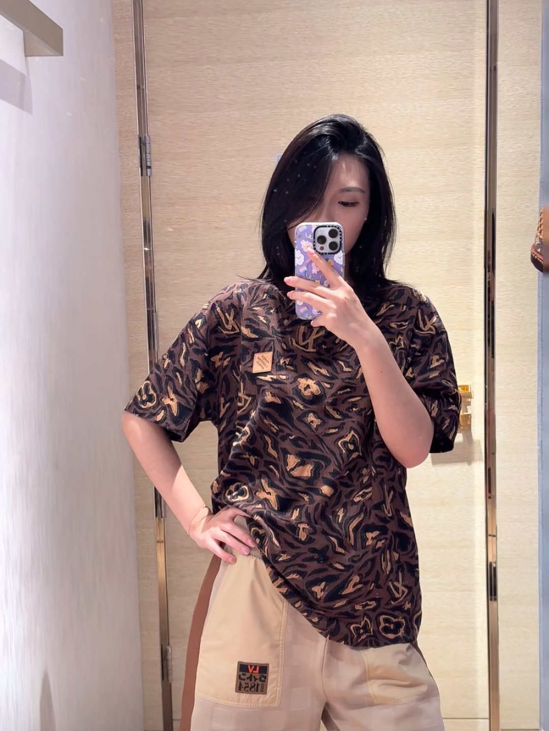 루이비통(LV) 레오파드 자카드 반소매 티셔츠 의류