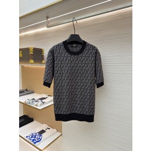 펜디(FENDI) 올오버 FF 자카드 니트 반소매 티셔츠 의류