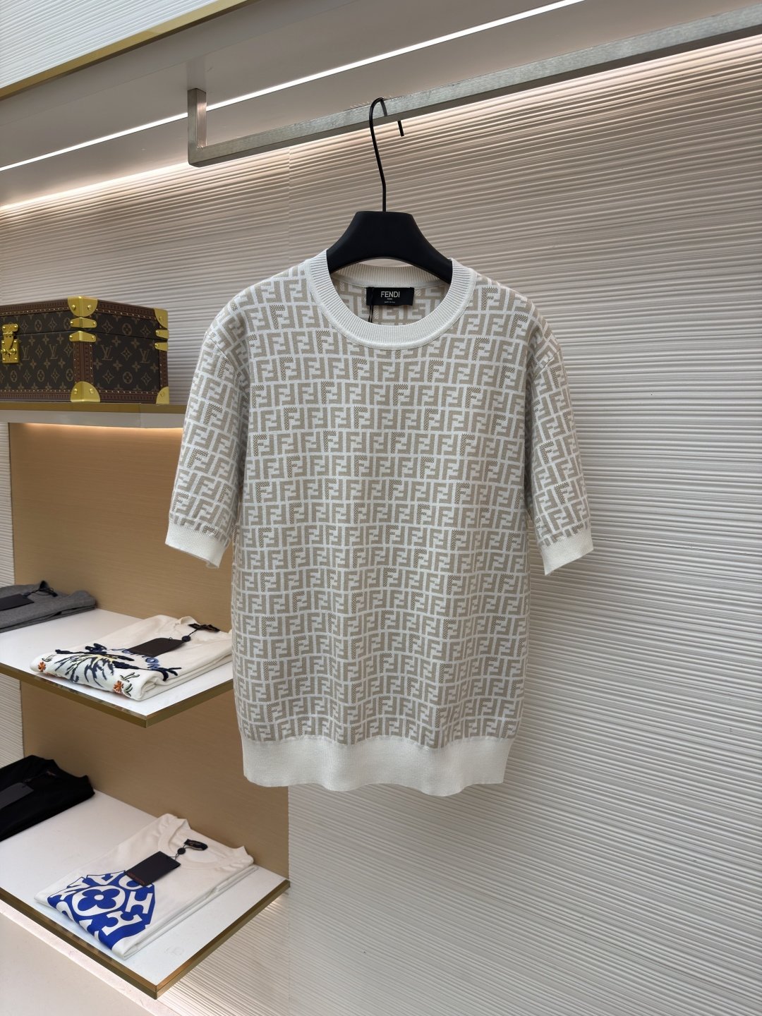 펜디(FENDI) 올오버 FF 자카드 니트 반소매 티셔츠 의류