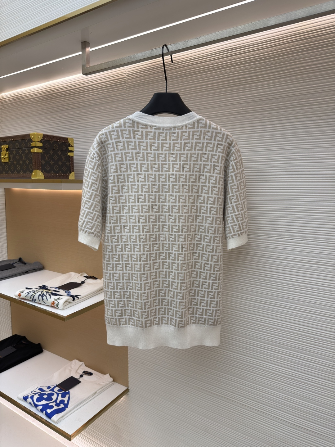 펜디(FENDI) 올오버 FF 자카드 니트 반소매 티셔츠 의류