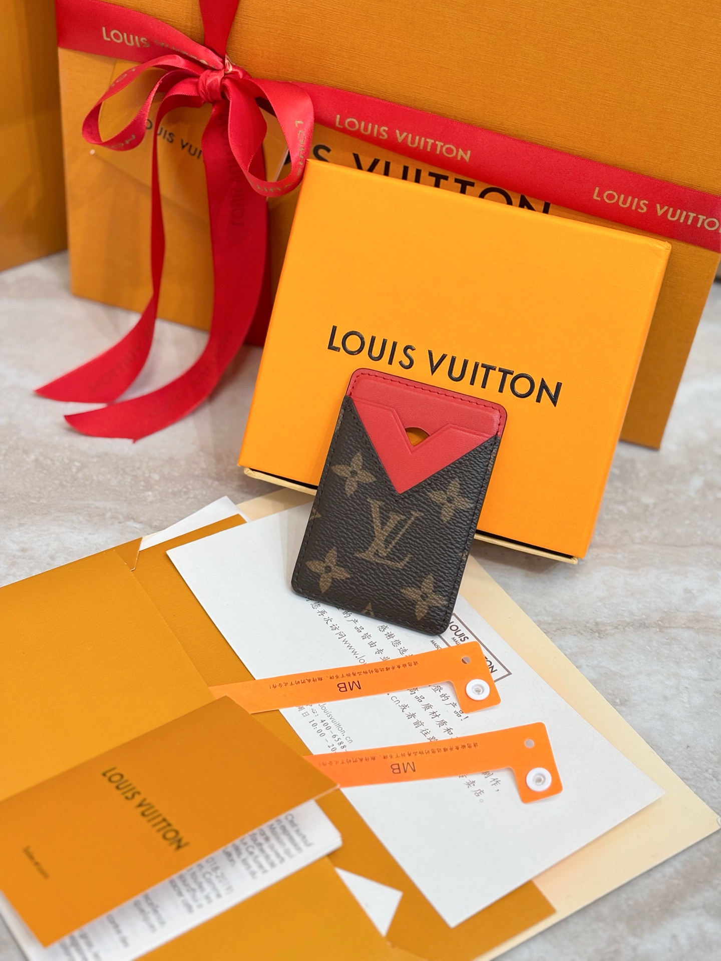 Louis Vuitton LV 루이비통 모노그램 레드 카드 홀더 지갑 M12856