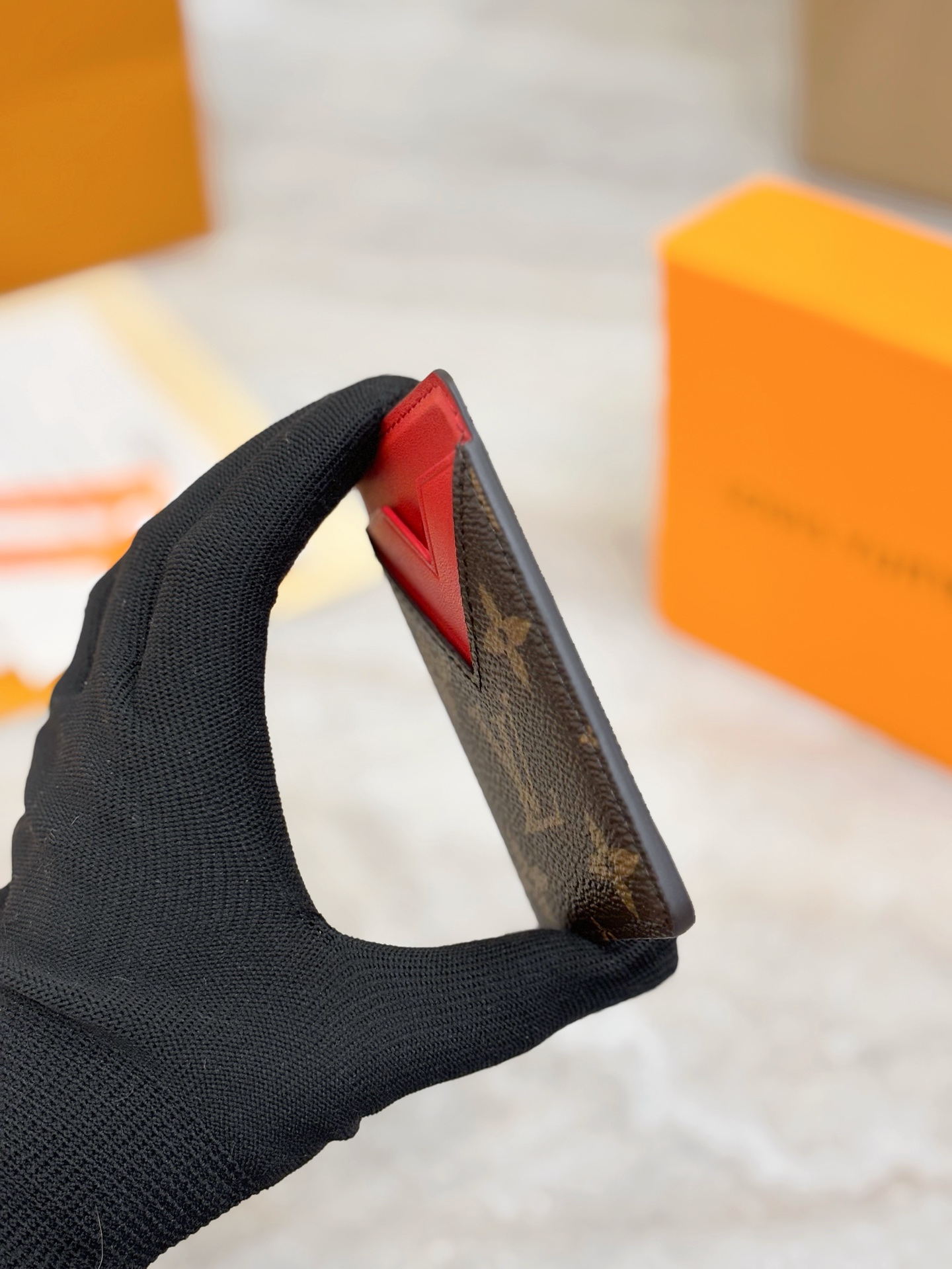 Louis Vuitton LV 루이비통 모노그램 레드 카드 홀더 지갑 M12856