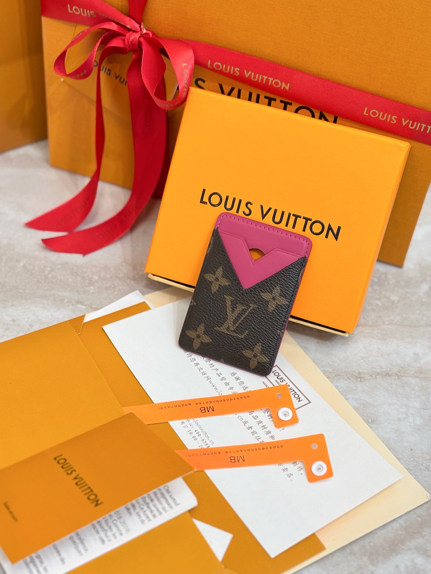 Louis Vuitton LV 루이비통 모노그램 푸시아 카드 홀더 지갑 M12851