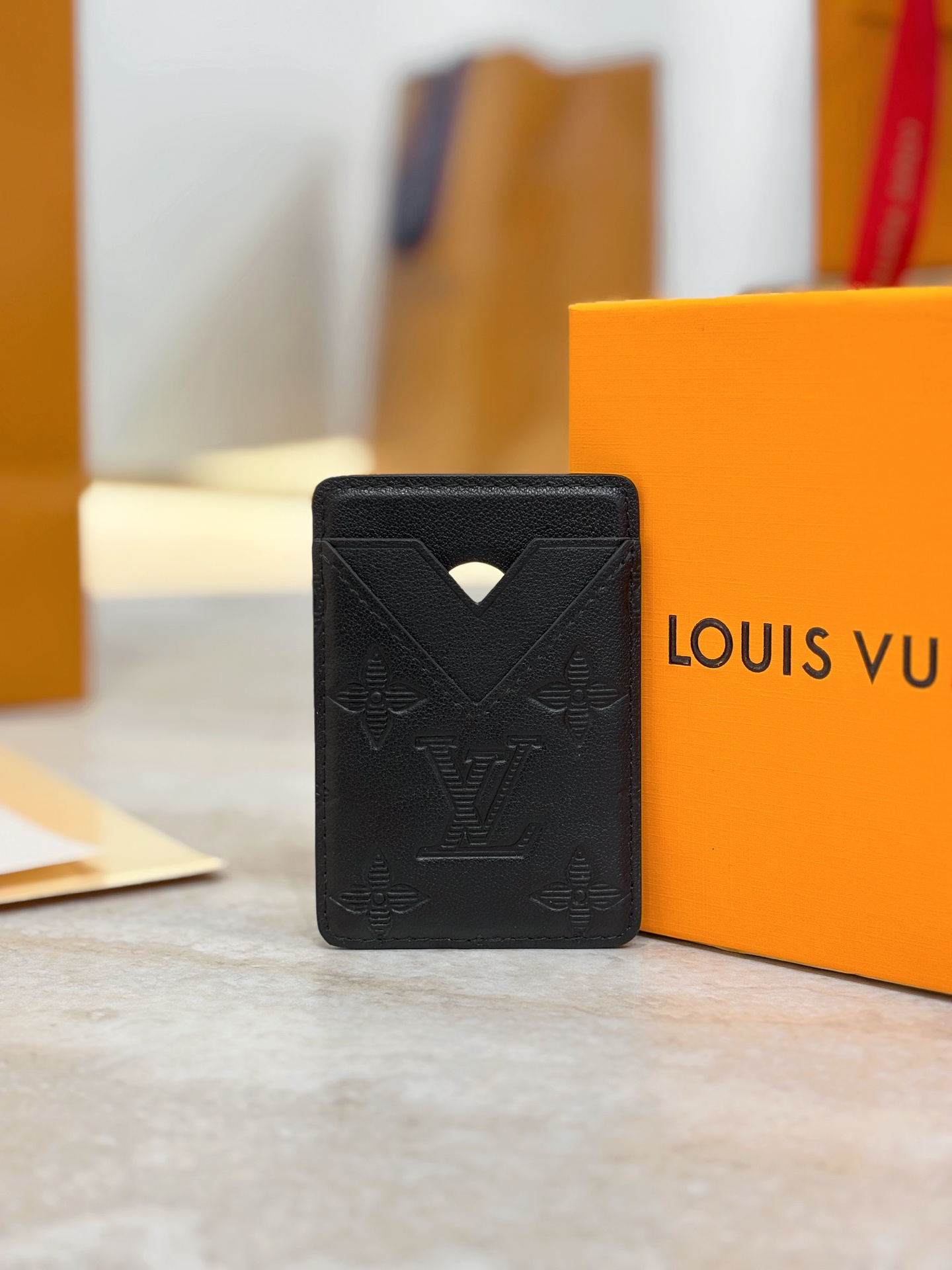 Louis Vuitton LV 루이비통 모노그램 앙프렝트 블랙 카드 홀더 지갑 M26738