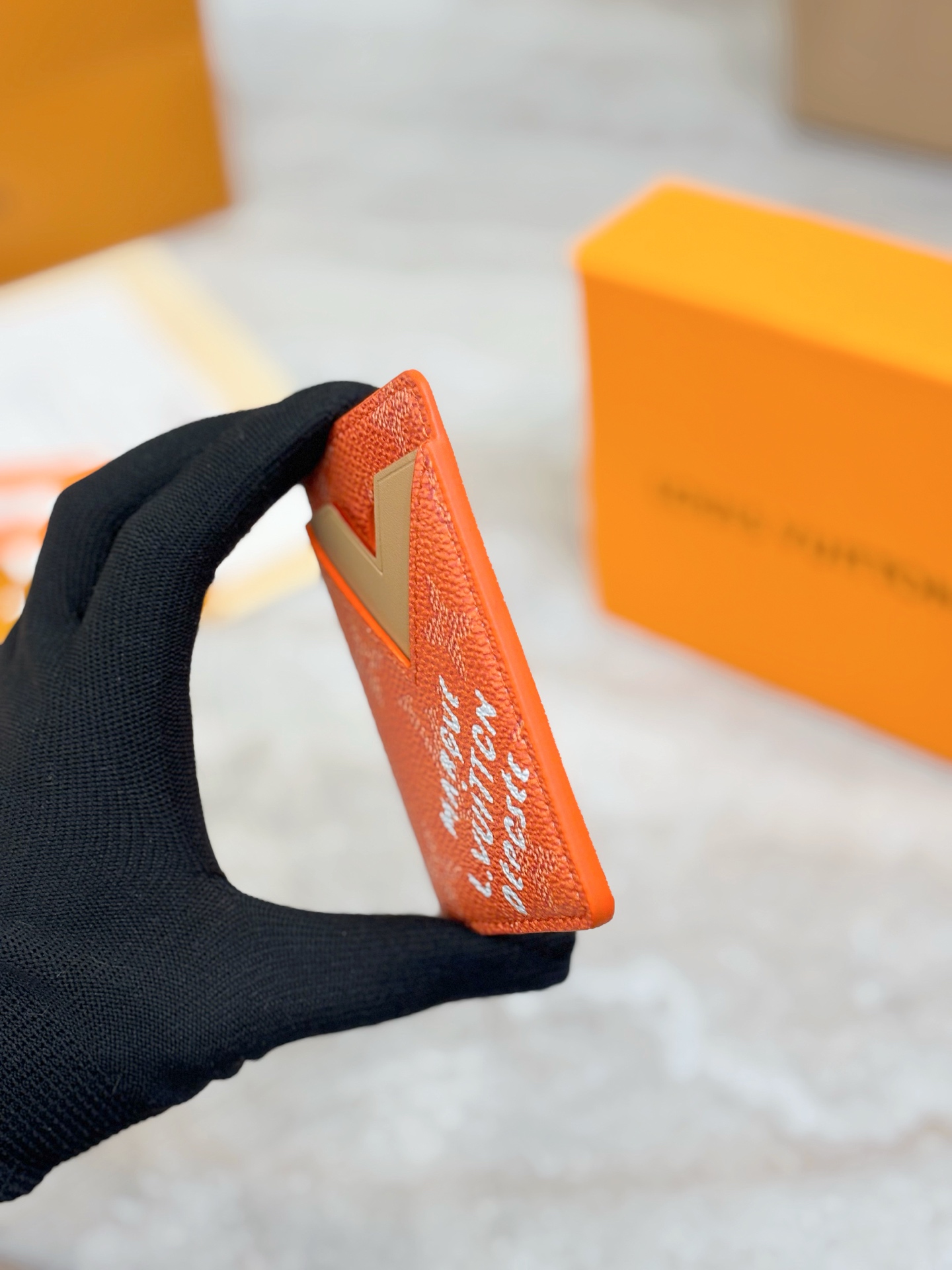 Louis Vuitton LV 루이비통 모노그램 오렌지 카드 홀더 지갑 M26945