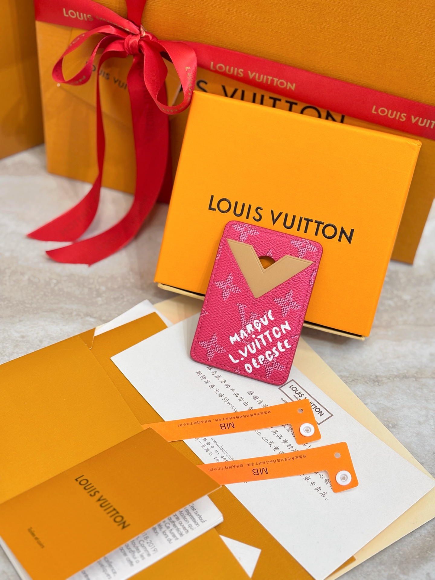 Louis Vuitton LV 루이비통 모노그램 푸시아 카드 홀더 지갑 M26944