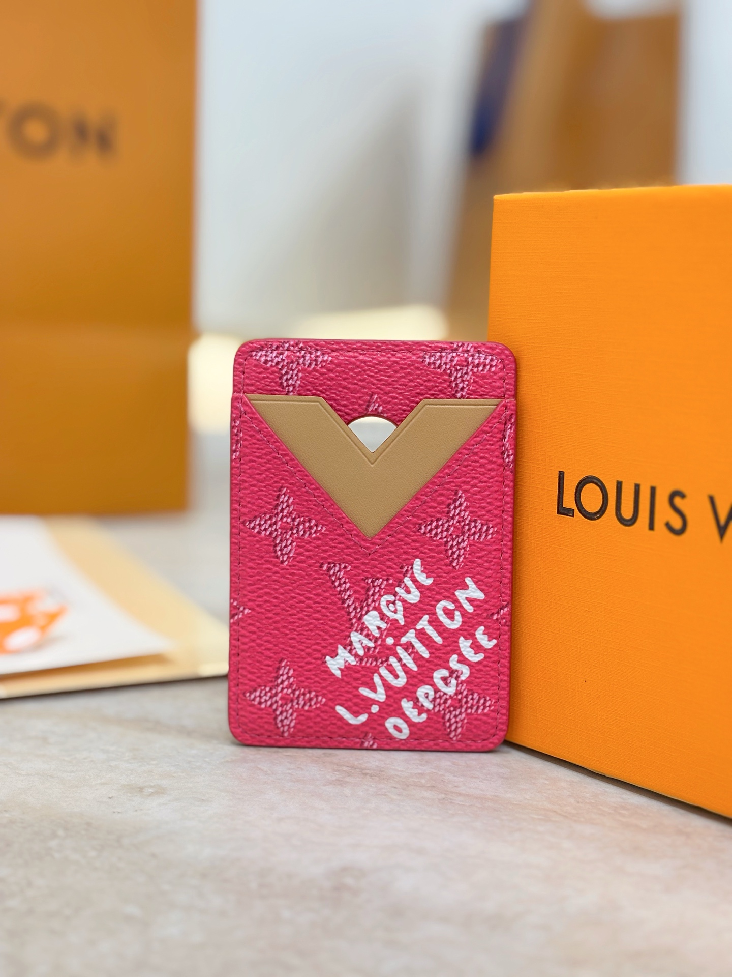 Louis Vuitton LV 루이비통 모노그램 푸시아 카드 홀더 지갑 M26944