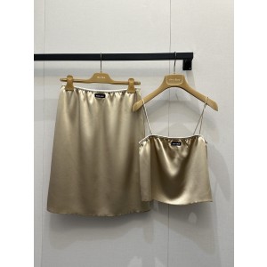 미우미우(Miu Miu) 아세테이트 레이스 슬립 셋업 세트 의류