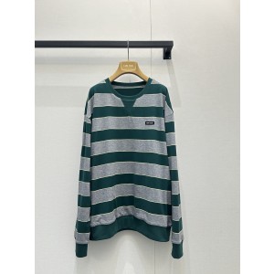 미우미우(miumiu) 그린 스트라이프 오버핏 맨투맨 긴팔 티셔츠 의류