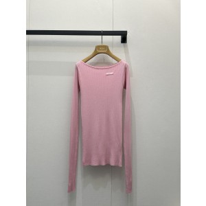 미우미우(miumiu) 투웨이 실크 니트 슬림 긴팔 티셔츠 의류