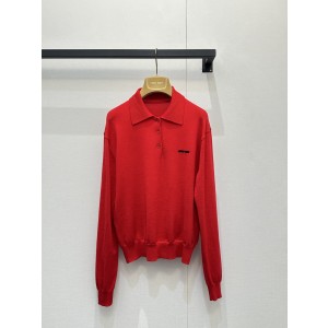 미우미우(miumiu) 클래식 로고 폴로 캐시미어 카라 긴팔 니트 의류