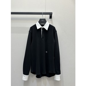셀린느(CELINE) 프레피룩 폴로 레이어드 카라 맨투맨 긴팔 티셔츠 의류