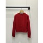 미우미우(miumiu) 레드 캐시미어 펀칭 니트 가디건 의류