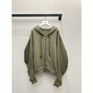 로에베(LOEWE) 입체 커팅 가죽 스트링 후드 집업 자켓 재킷 의류