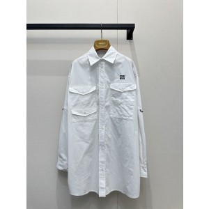미우미우(miumiu) 로고 자수 오버핏 셔츠 의류