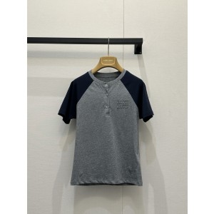 미우미우(miumiu) 패치 로고 배색 라글란 반팔 티셔츠 의류