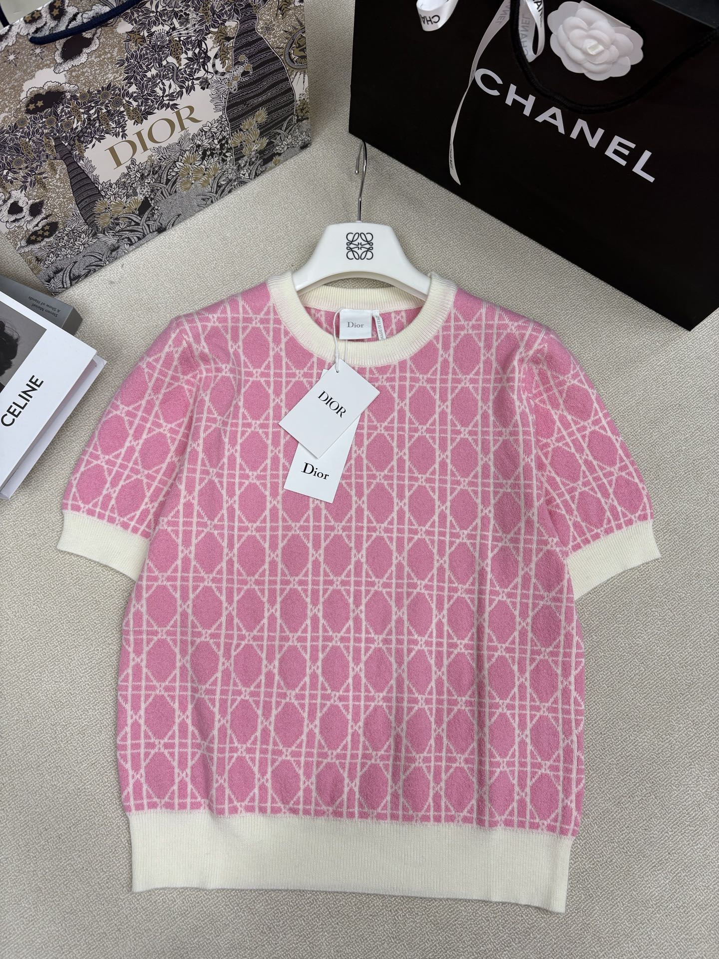 디올(Dior) 오블리크 다이아몬드 반팔 니트 의류