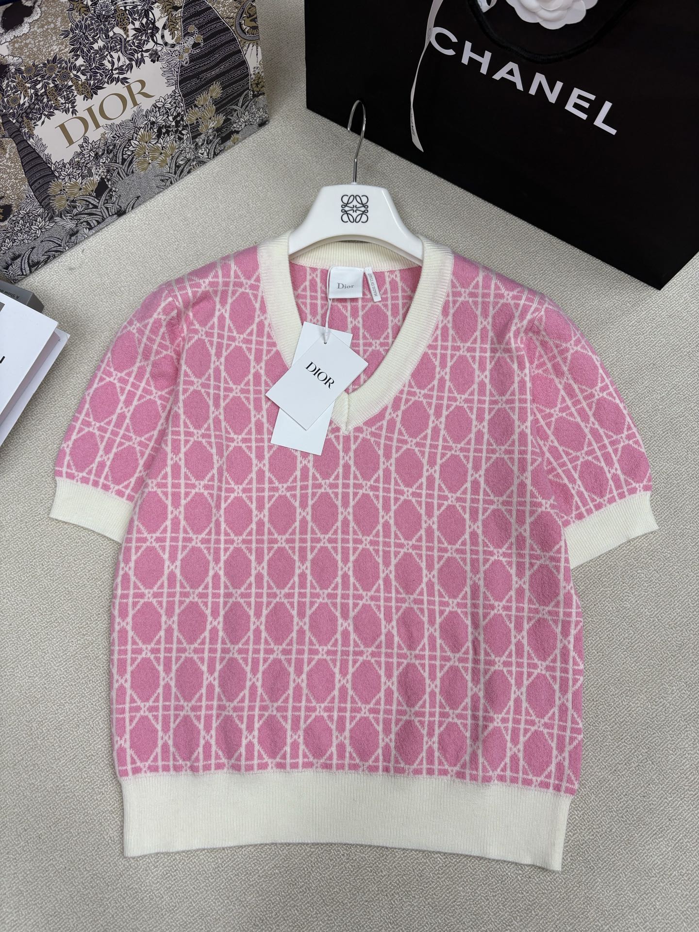 디올(Dior) 오블리크 다이아몬드 반팔 니트 의류