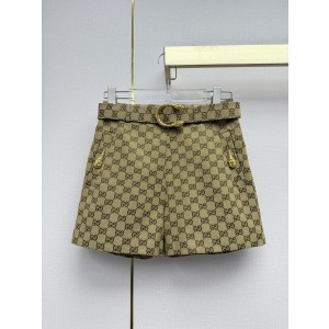 구찌(Gucci) 더블 G 자카드 벨티드 숏 팬츠 반바지 의류