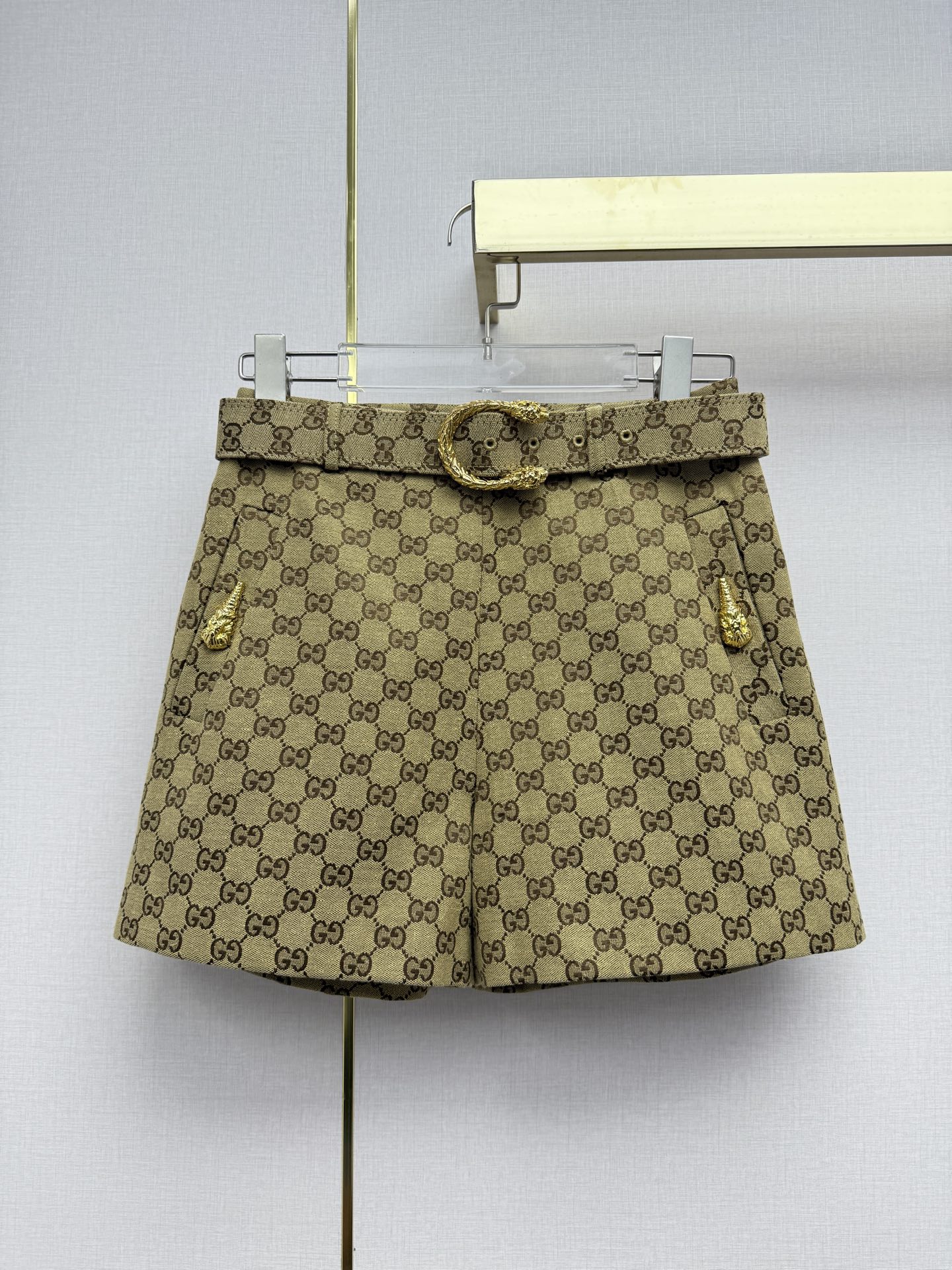 구찌(Gucci) 더블 G 자카드 벨티드 숏 팬츠 반바지 의류