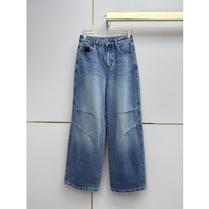 로에베(Loewe) 그라데이션 자수 와이드 데님 팬츠 바지 의류