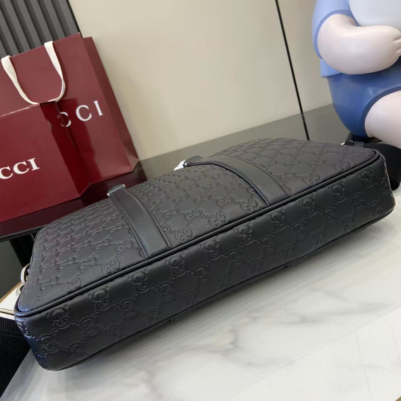 GUCCI 구찌 GG 엠블럼 블랙 엠보싱 비즈니스 브리프케이스 서류 가방