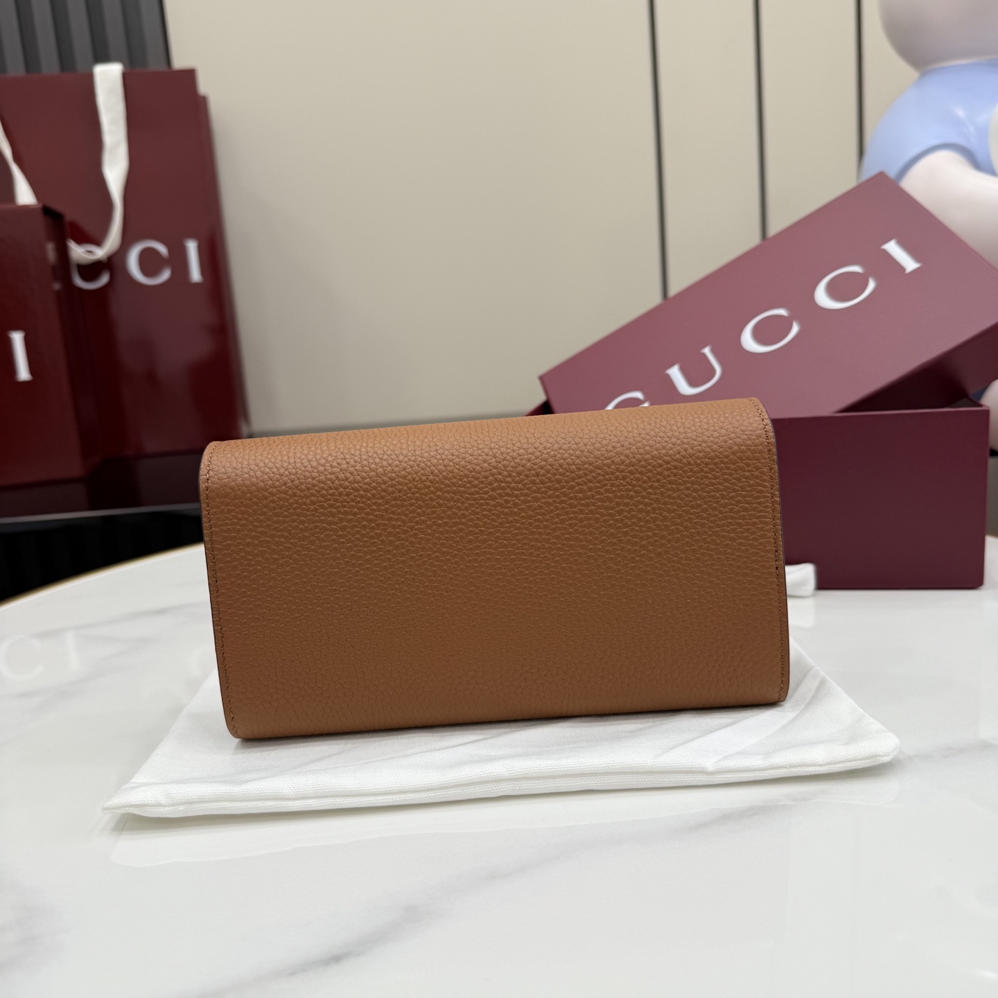 GUCCI 구찌 하프 홀스빗 레더 플랩 장지갑 - 브라운 (848791)