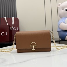 GUCCI 구찌 하프 홀스빗 레더 체인 지갑 월렛 (WOC) - 브라운 (855654)