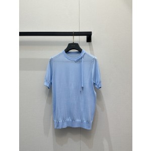 Dior CD 디올 리본 타이 실크 반팔 니트 의류