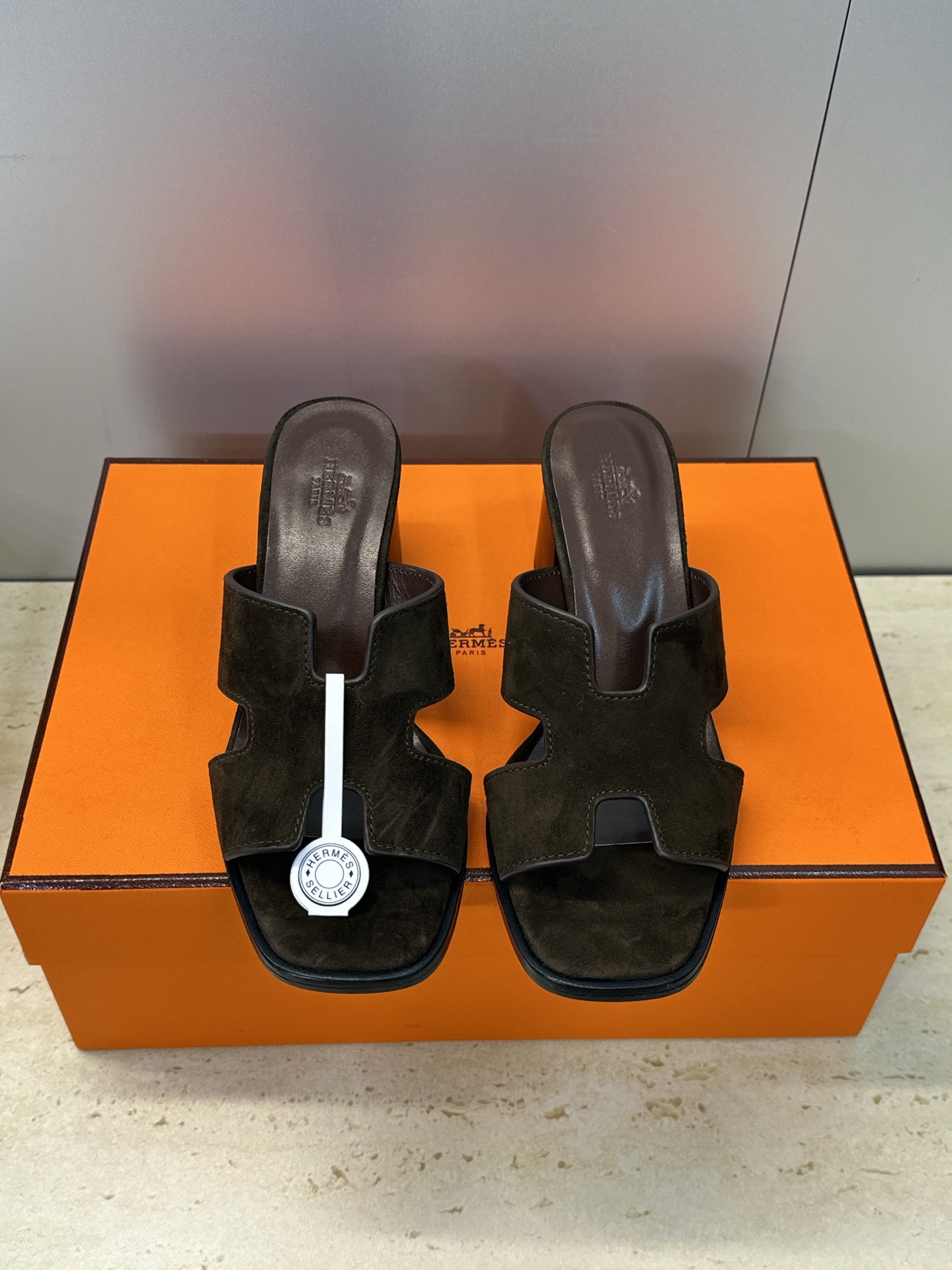 에르메스(HERMES)  굵은굽 슬리퍼 샌들 신발