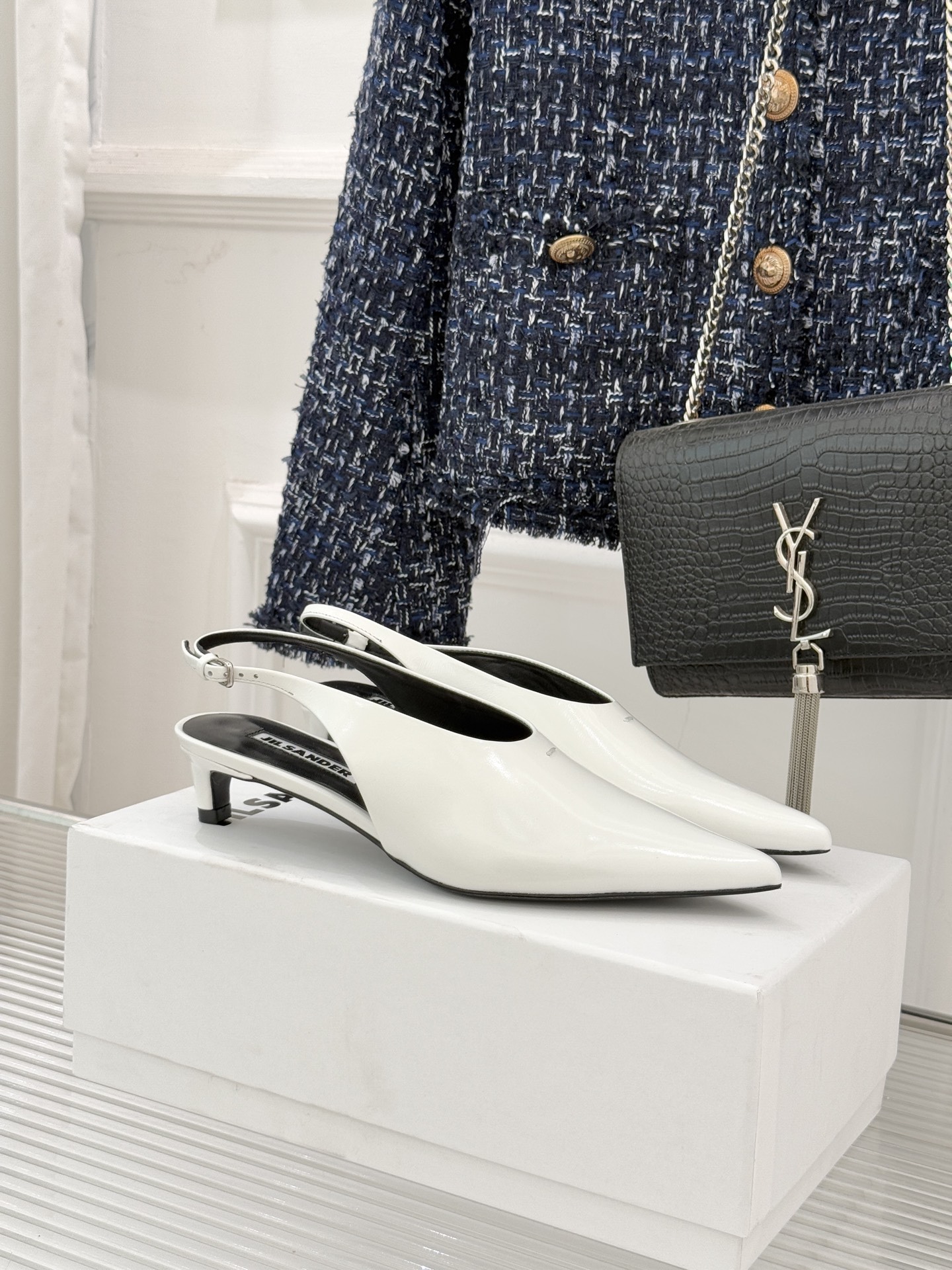 질샌더(Jil Sande) 백오픈 캣힐 샌들 신발