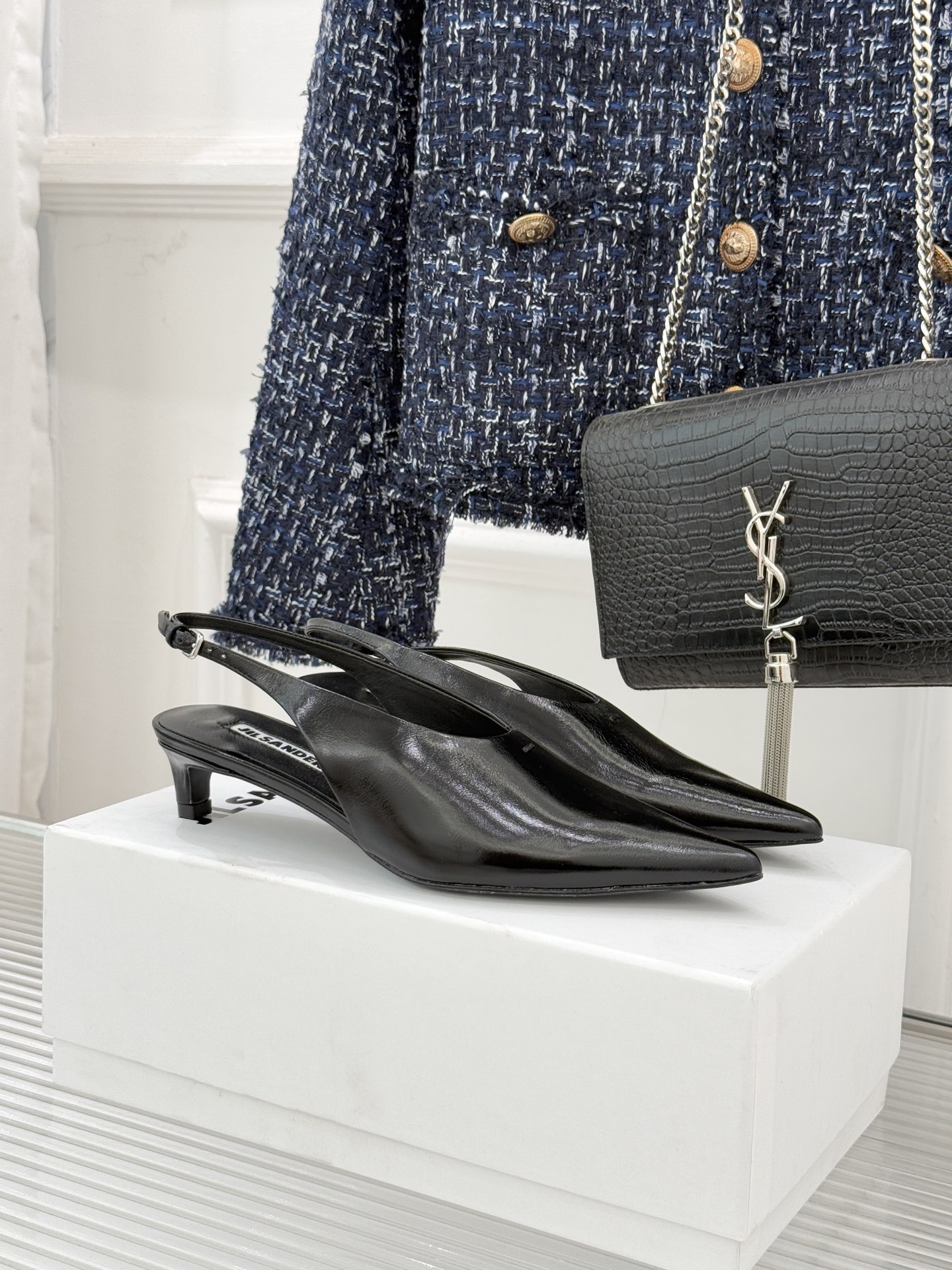 질샌더(Jil Sande) 백오픈 캣힐 샌들 신발