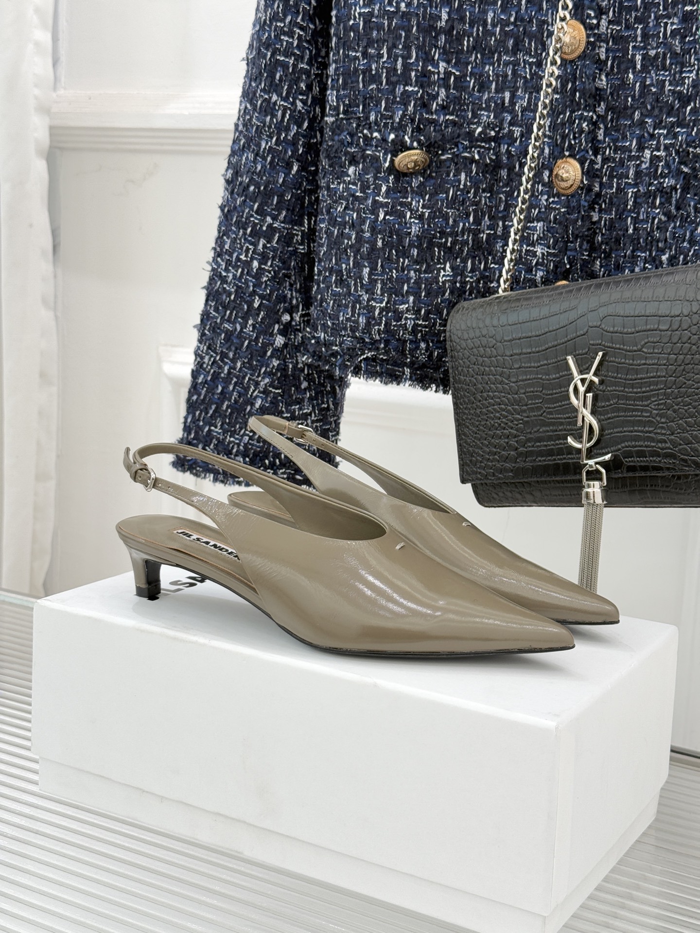 질샌더(Jil Sande) 백오픈 캣힐 샌들 신발