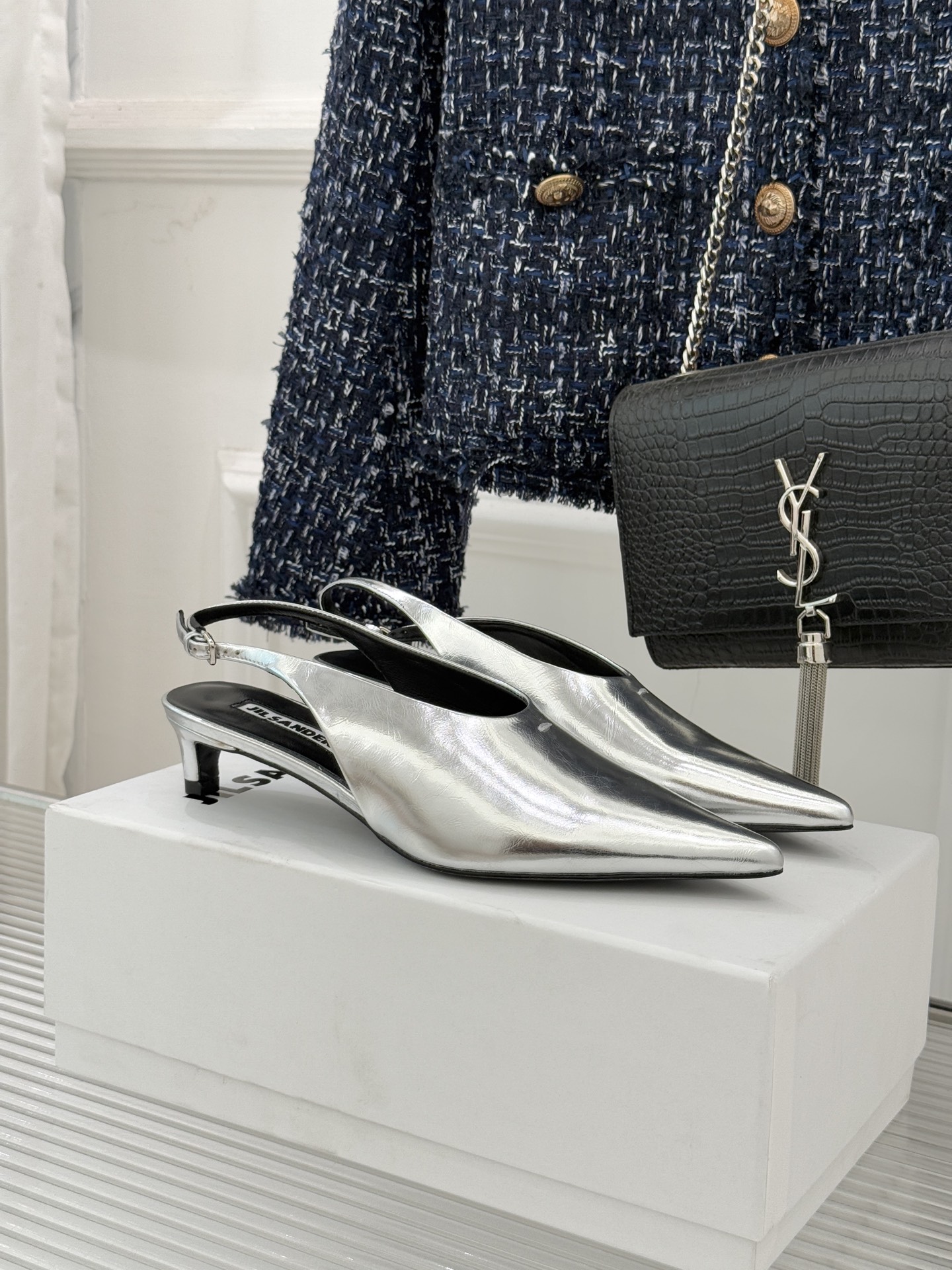 질샌더(Jil Sande) 백오픈 캣힐 샌들 신발