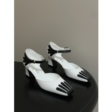 CHANEL 샤넬 미드 힐 스트라이프 뮬 샌들 구두 신발