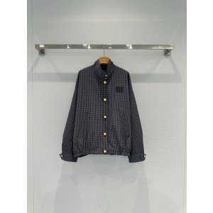 miumiu 미우미우 26SS 블루 체크 테크니컬 점퍼 자켓 재킷 + 스커트 치마 세트 셋업 의류