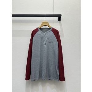 miumiu 미우미 26SS 레트로 래글런 헨리넥 롱슬리브 긴팔 티셔츠 의류