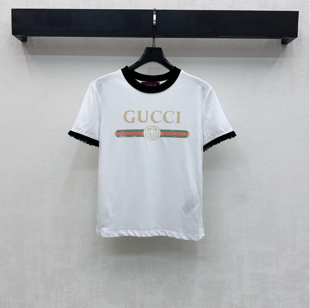 Gucci 구찌 프릴 로고 레트로 반팔 티셔츠 의류