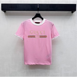 Gucci 구찌 프릴 로고 레트로 반팔 티셔츠 의류