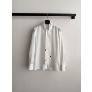 Louis Vuitton LV 루이비통 화이트 타이 디테일 소프트 코튼 셔츠 블라우스 의류