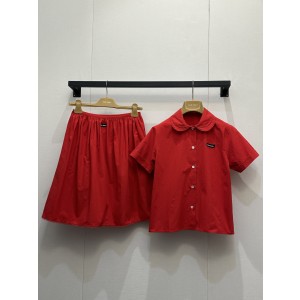 miumiu 미우미우 인텔리전트 레이스 셋업 카라 반팔 셔츠 + 스커트 치마 세트 의류