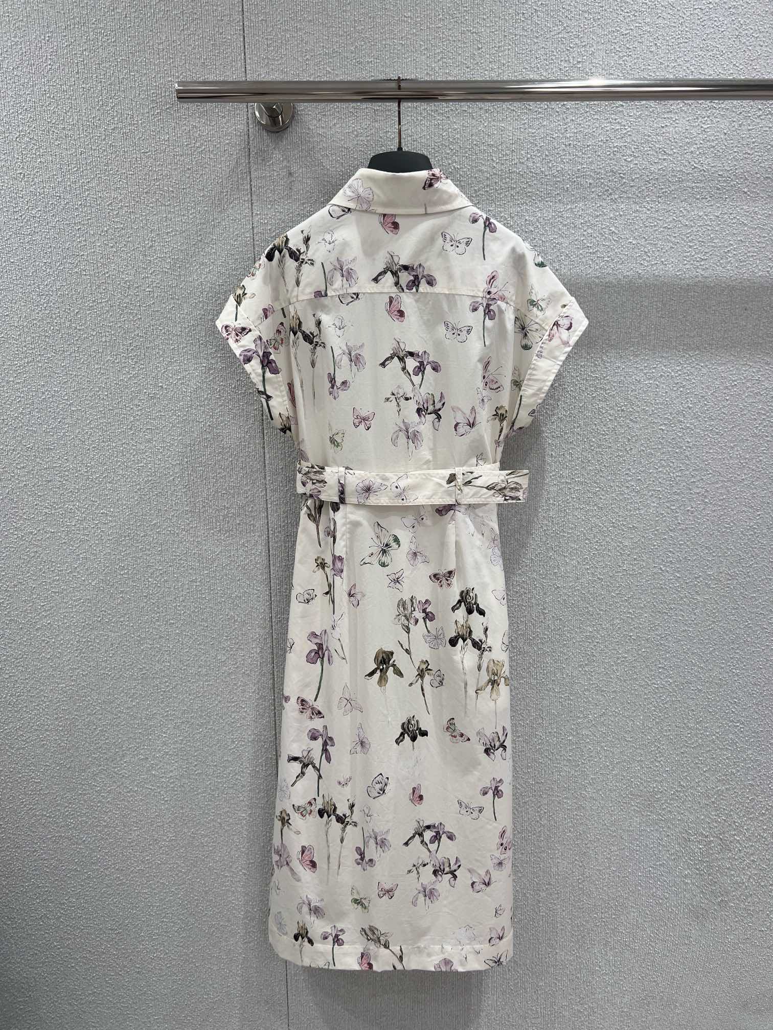 Dior CD 디올 붓꽃 & 나비 프린트 셔츠 원피스 의류