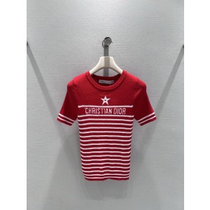 Dior CD 디올 스트라이프 럭키스타 니트 반팔 의류