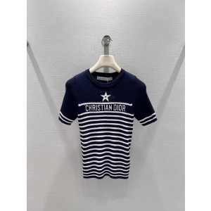 Dior CD 디올 스트라이프 럭키스타 니트 반팔 의류